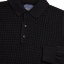 GUIDE LONDON 60s Mod Waffle Knit Polo Shirt BLACK