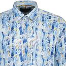 Guide London Warped Lines & Floral Print LS Shirt