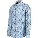 Guide London Warped Lines & Floral Print LS Shirt