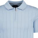 GUIDE LONDON 60s Mod Ribbed Knit Polo Shirt (Sky)