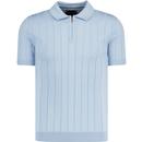 GUIDE LONDON 60s Mod Ribbed Knit Polo Shirt (Sky)