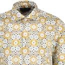 Guide London Gold & Blue Geometric Print Shirt 