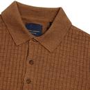 GUIDE LONDON 60s Mod Waffle Knit Polo Shirt (Rust)