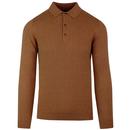 GUIDE LONDON 60s Mod Waffle Knit Polo Shirt (Rust)