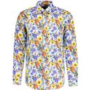 guide london mens bold meadow flowers pattern long sleeve shirt sky blue