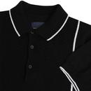 GUIDE LONDON Textured Panel Knitted Mod Polo BLACK