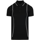 GUIDE LONDON Textured Panel Knitted Mod Polo BLACK
