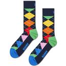 Happy Socks Multi Colour Men's Retro Argyle Diamond Socks P003218
