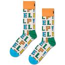 Happy Socks x The Beatles Help Signature Socks in Ecru P003942 