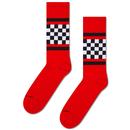 Happy Socks Checked Stripe Sneaker Socks in Red P002904-4300