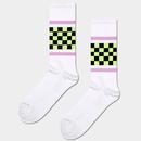 Happy Socks Checked Stripe Sneaker Socks in White P000930 