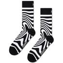 Happy Socks Men's Retro Dizzy Zebra Stripe Socks in Black/White P000737