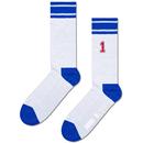 Happy Socks Elton John Stadium Mid High Socks in White/Blue P000673