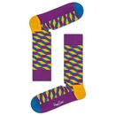 Happy Socks Filled Optic Square Retro Socks in Purple