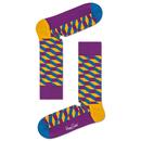 Happy Socks for Women - Retro OPtical Cube socks in purple