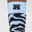 +Happy Socks Pale Blue Retro Fluffy Zebra Socks