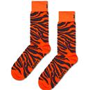 Happy Socks Fluffy Zebra Tiger Pattern Socks in Black/Orange