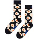 Happy Socks Men's Retro Sunny Side Up Fried Egg Socks in Black P000753
