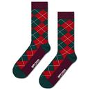 Happy Socks Lite Retro Argyle Socks in Red and Green P002317 Main Photo