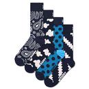 Happy Socks Moody Blue 4 Pack Socks in Navy/Blue P000323