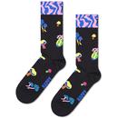 Happy Socks Mushrooms Retro 70s Socks in Black P000051