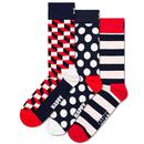 +HAPPY SOCKS 3 Pack Classic Filled Optic Socks N