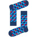 Happy Socks for Women - Retro Optical Square Cube Socks in Blue