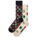 Happy Socks Men's Retro 60s Peace Sign Socks 2 Pair Gift Set P000679