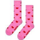 Happy Socks Womens Retro Valentines Love Heart Socks in Pink