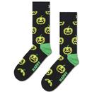 Happy Socks Men's Retro Halloween Pumpkin Socks in Black and Green