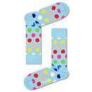 Happy Socks Retro Penny Dot Socks with Multi Colour Spots in Sky BDO01 6030