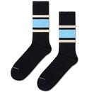 Happy Socks Retro 70s Simple Stripe Sneaker Socks in Black P000705