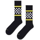 Happy Socks Checked Stripe Sneaker Socks in Black P002533-9000