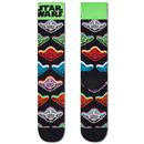 Happy Socks Star Wars Yoda Retro Socks in Black and Green P000272
