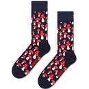 Happy Socks Retro Toadstool Mushroom Socks in Navy P000040
