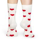 +Happy Socks Women's Retro White Love Heart Socks 