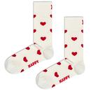 +Happy Socks Women's Retro White Love Heart Socks 