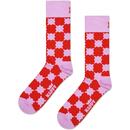 Happy Socks Wobbly Check Socks in Purple/Red P002618-5000