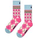 Happy Socks Women's Retro Mod Argyle Socks in Pink/Blue P001872