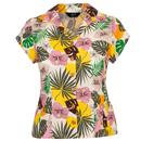 Hell Bunny Benita 1950s Resort Collar Tropical Print Blouse H60360