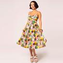 Benita Hell Bunny 50s Tropical Print Midi Dress