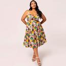 Benita Hell Bunny 50s Tropical Print Midi Dress