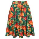 Hell Bunny Retro 50s Flared Autumn Skirt in Pumpkins and Leaves Print