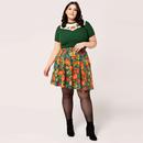 Hell Bunny Autumn Pumpkin Retro 50s Flared Skirt