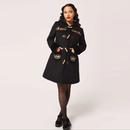 Hell Bunny Basil Retro Autumn Fox Ear Hooded Coat in Black