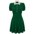 Hell Bunny Retro Mod 60s Basil Mini Dress in Green