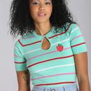 Hell Bunny Retro 70s Striped Berry Cute Knit Top G