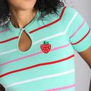 Hell Bunny Retro 70s Striped Berry Cute Knit Top G