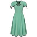 Hell Bunny Casey 50s Vintage Bolero Flare Dress in Mint Green H40451