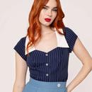 Costello Hell Bunny Retro 50s Pinstripe Fitted Top